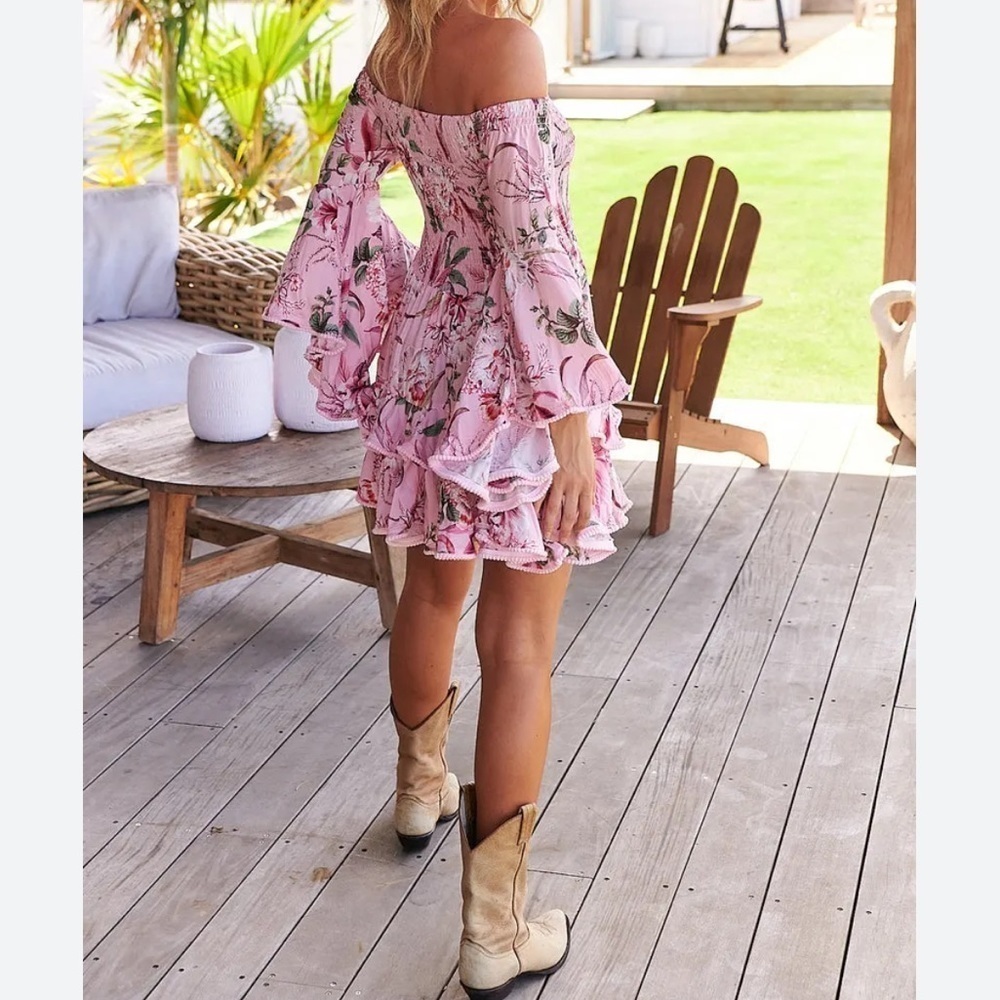 NWT Scrappy Koko 100% cotton romper Lace Off Shoulder Sz Small Women